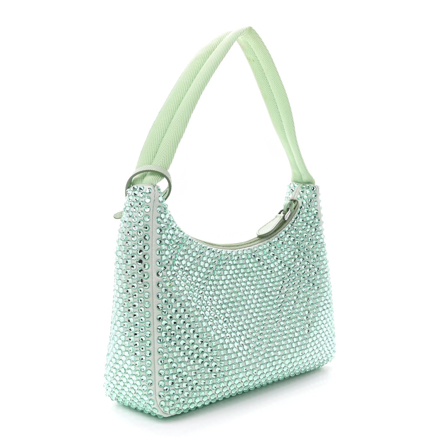 Prada Satin Crystal Mini Re-Edition 2000 Bag Acqua 2 of 12