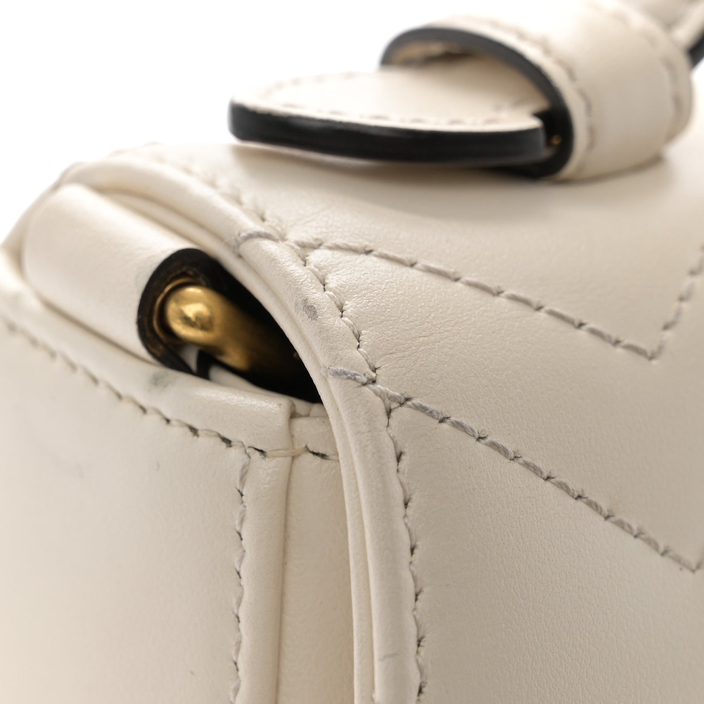 Calfskin Matelasse Mini GG Marmont Top Handle Shoulder Bag White