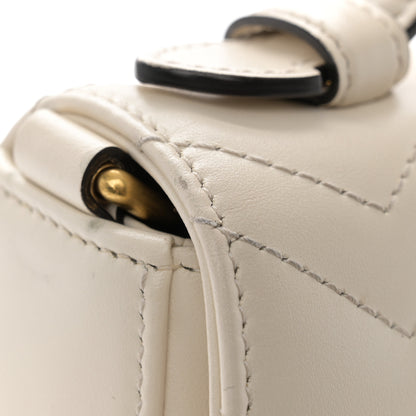 Gucci Calfskin Matelasse Mini GG Marmont Top Handle Shoulder Bag White 12 of 16