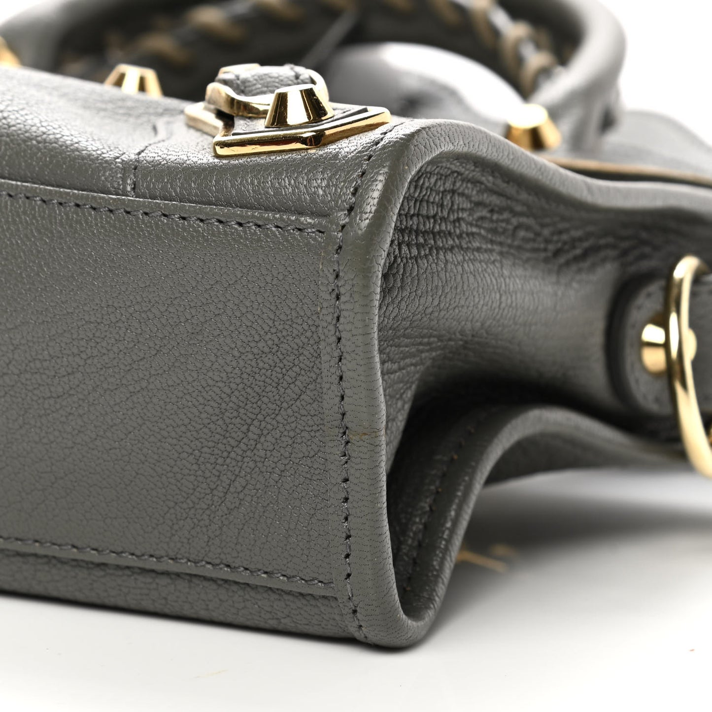 Chevre Gold Metallic Edge Hardware Mini City Gris Acier