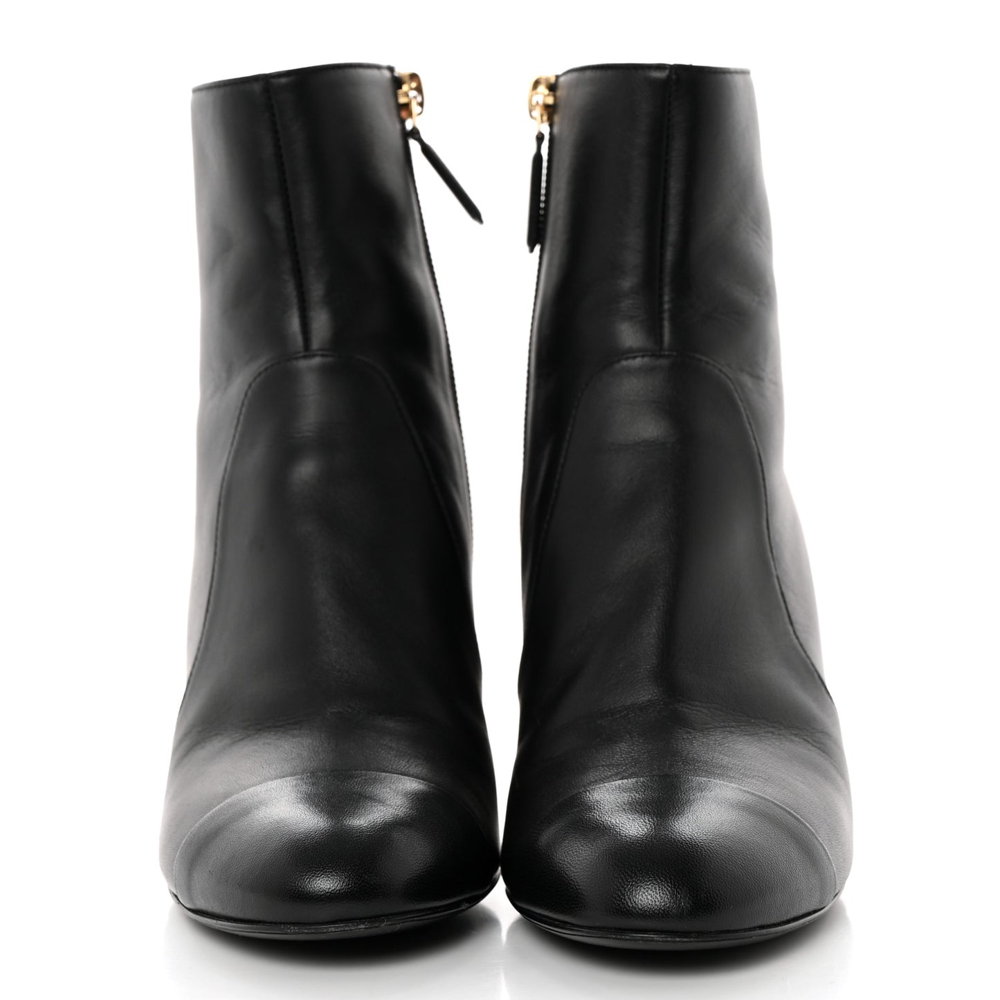 Lambskin Double Stack Chain Cap Toe Boots 37 Black