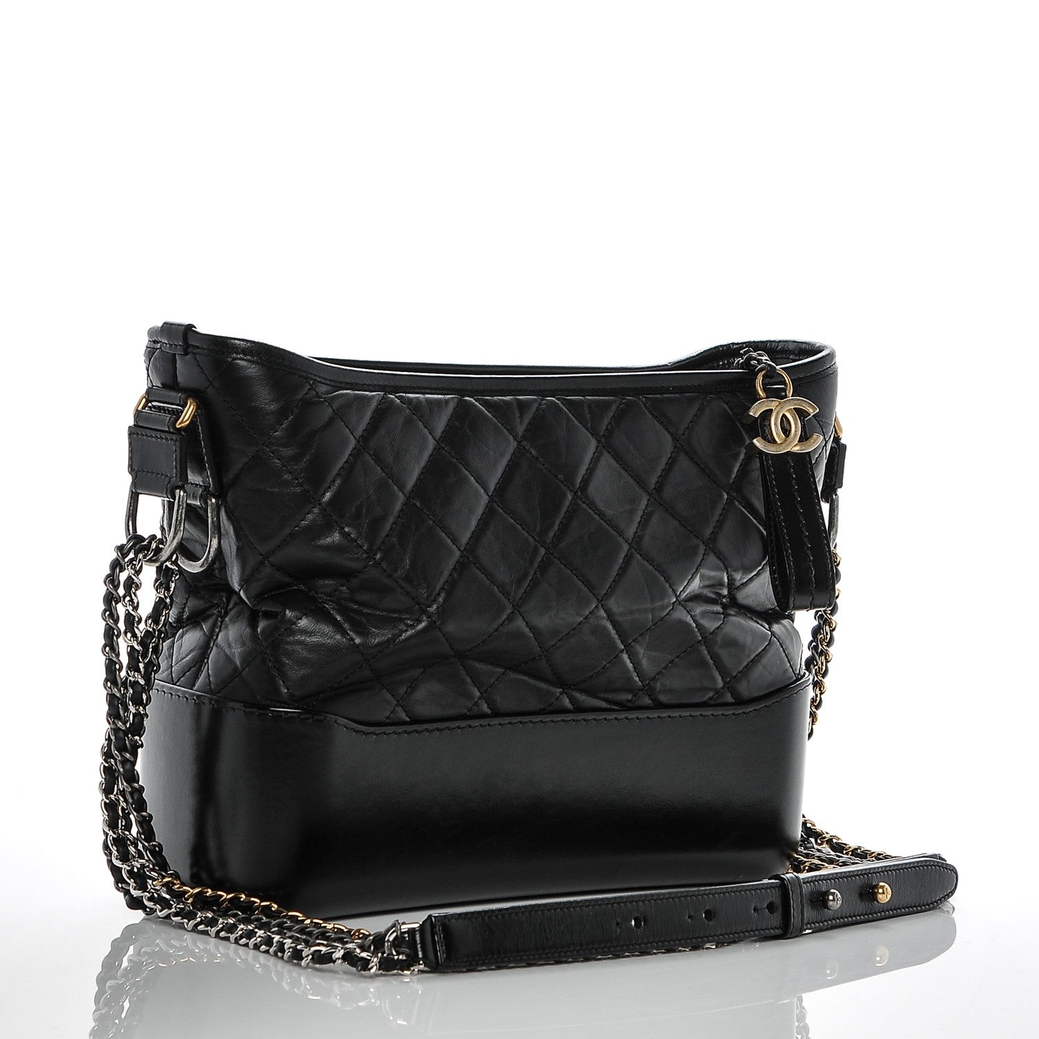 Chanel Aged Calfskin Quilted Medium Gabrielle Hobo Black 3 of 7