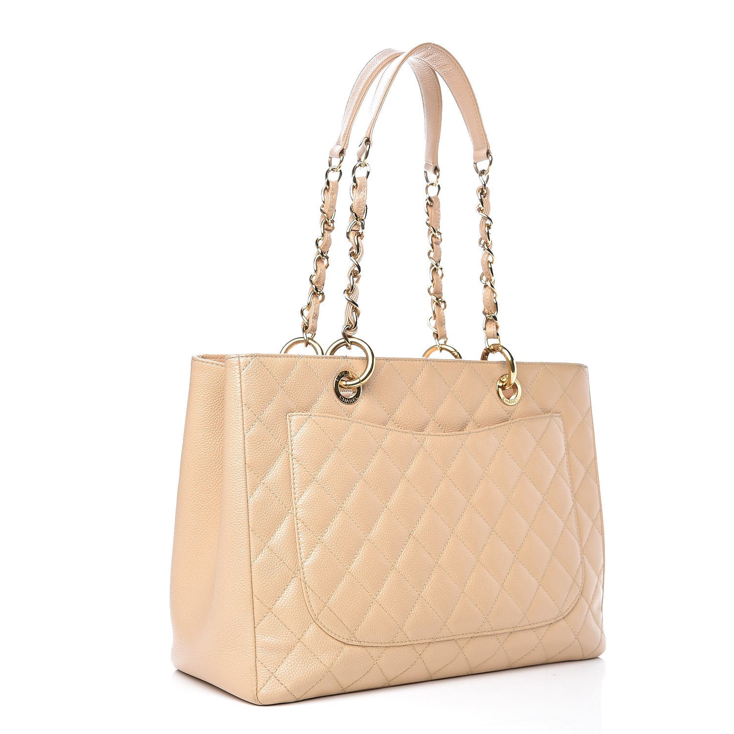 Caviar Quilted Grand Shopping Tote GST Beige Clair