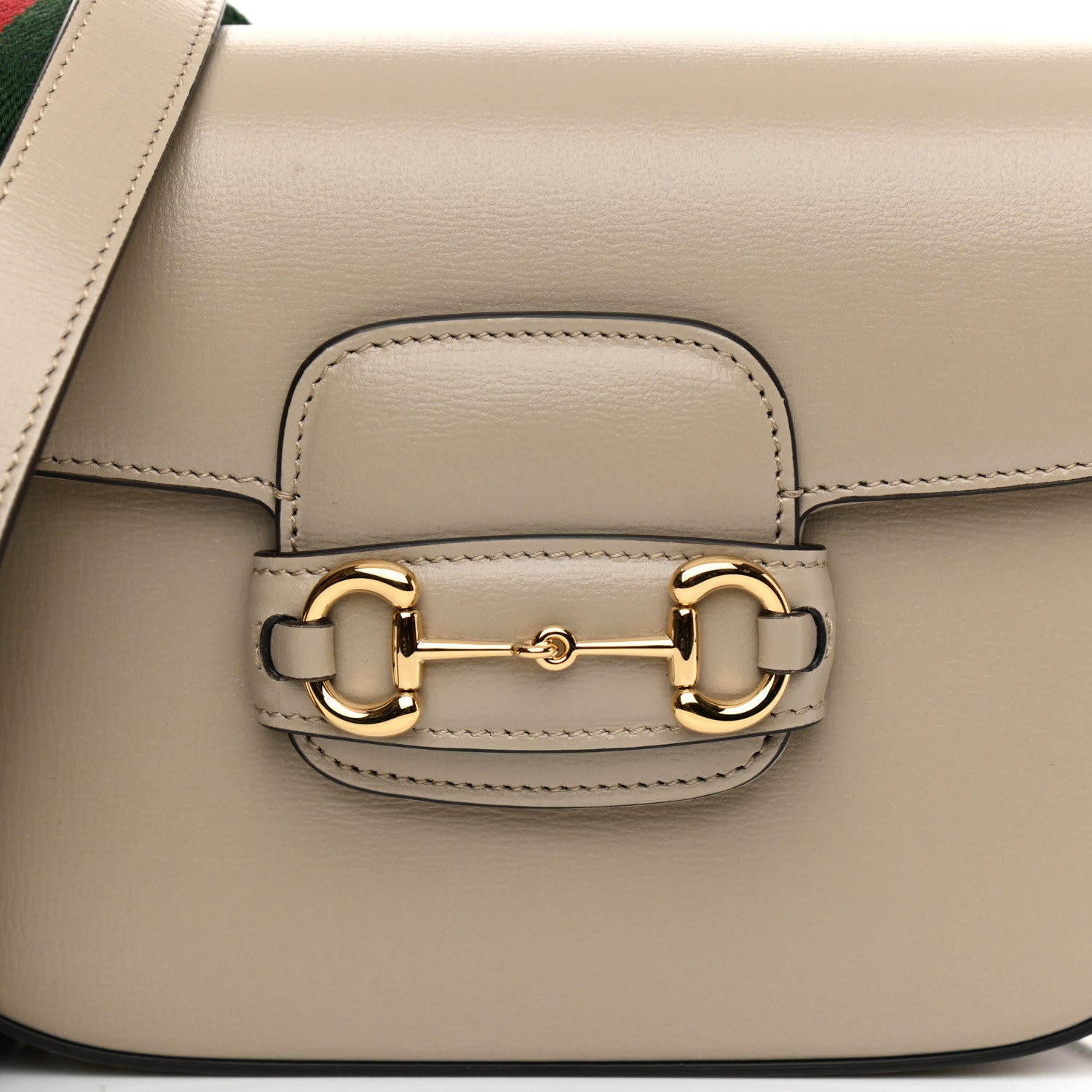 Gucci Azalea Calfskin Web Mini Horsebit 1955 Shoulder Bag Oatmeal 10 of 11