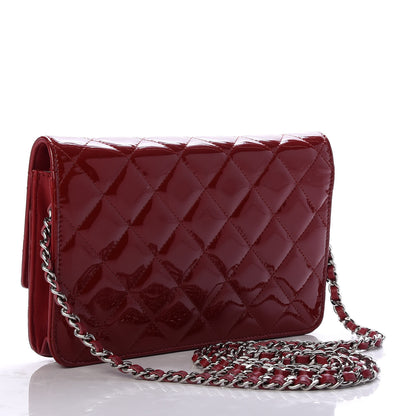 Chanel Patent Quilted Brilliant Wallet On Chain WOC Red 3 of 11