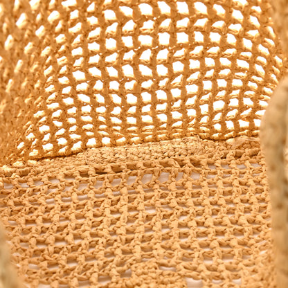 Prada Yarn Raffia Effect Crochet Logo Embroidered Tote Bag Naturale 5 of 10