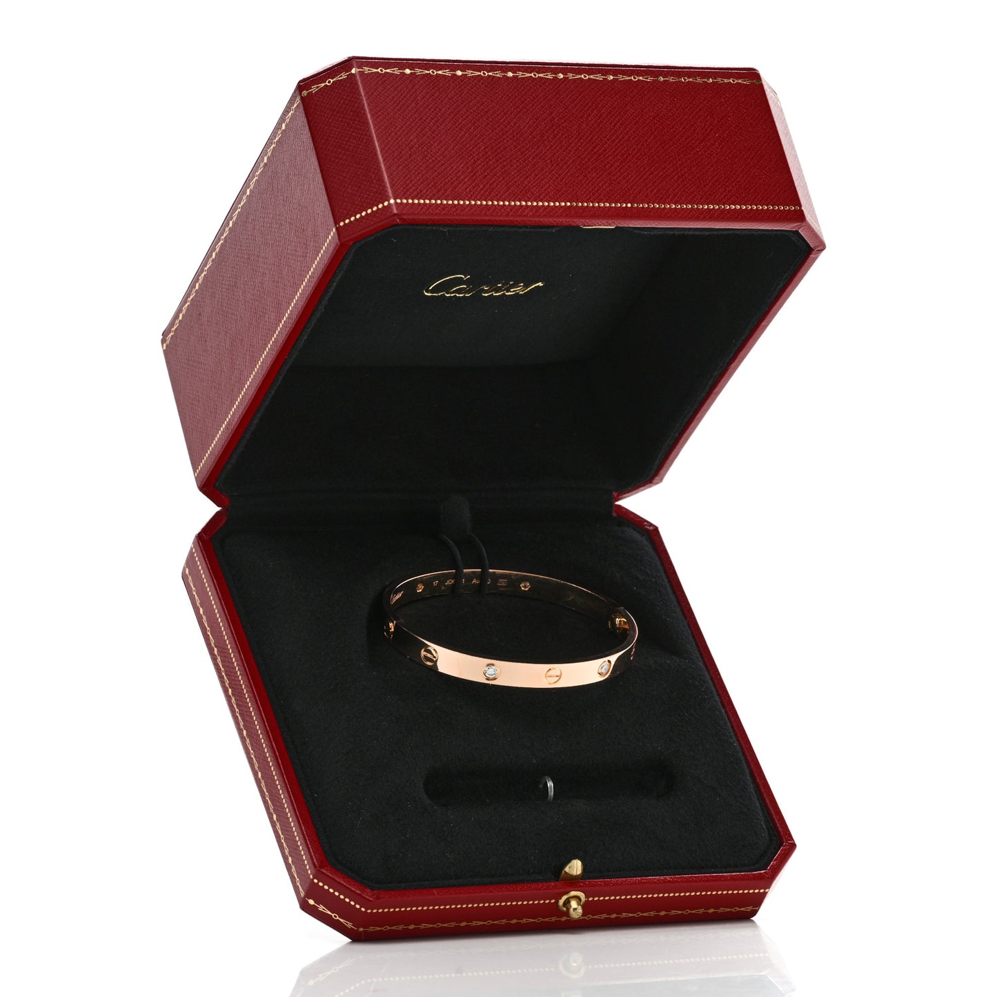18K Pink Gold 4 Diamond LOVE Bracelet 17