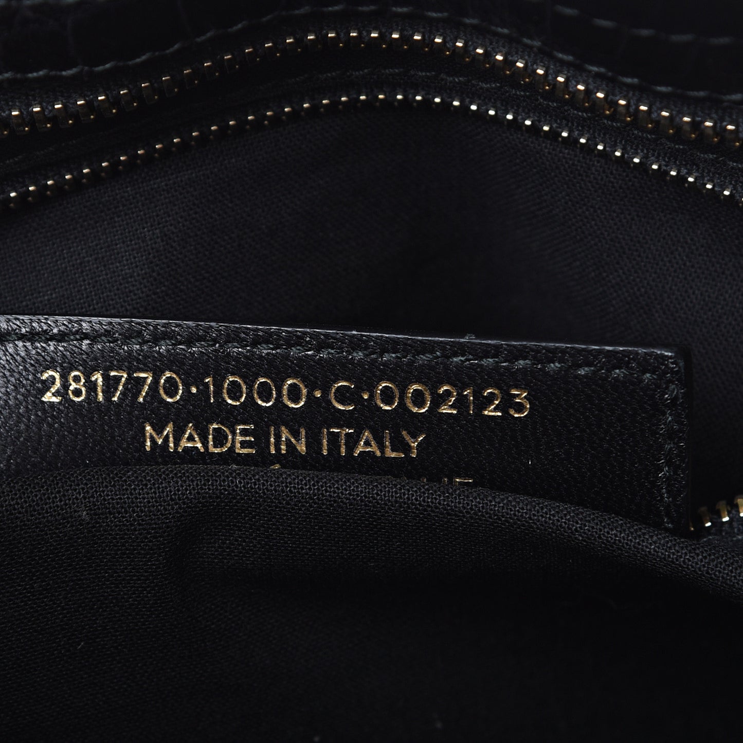Calfskin Crocodile Embossed Giant 12 Gold Hardware City Black