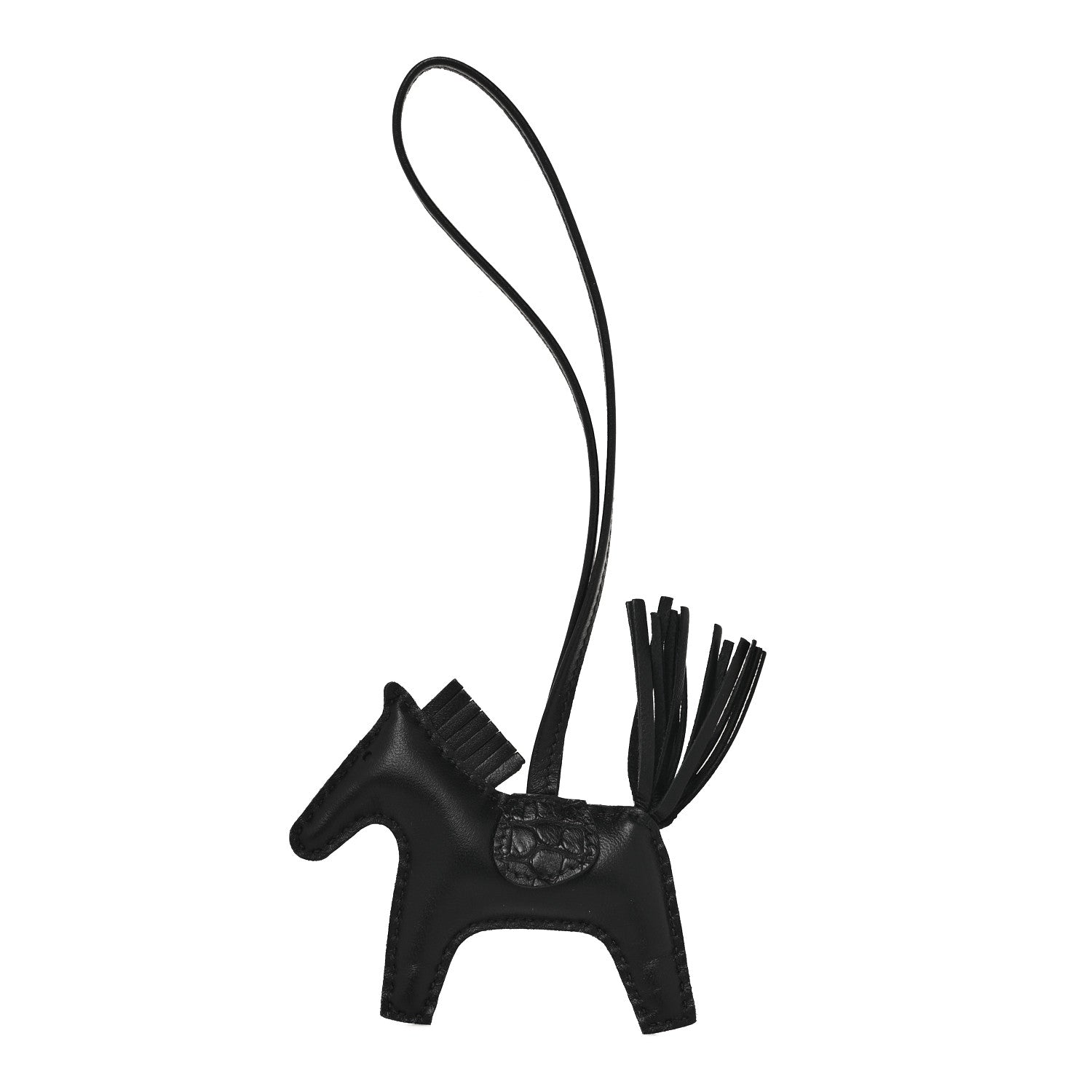 Hermes Milo Lambskin Matte Alligator Touch Grigri Rodeo Horse Bag Charm PM Black 1 of 4