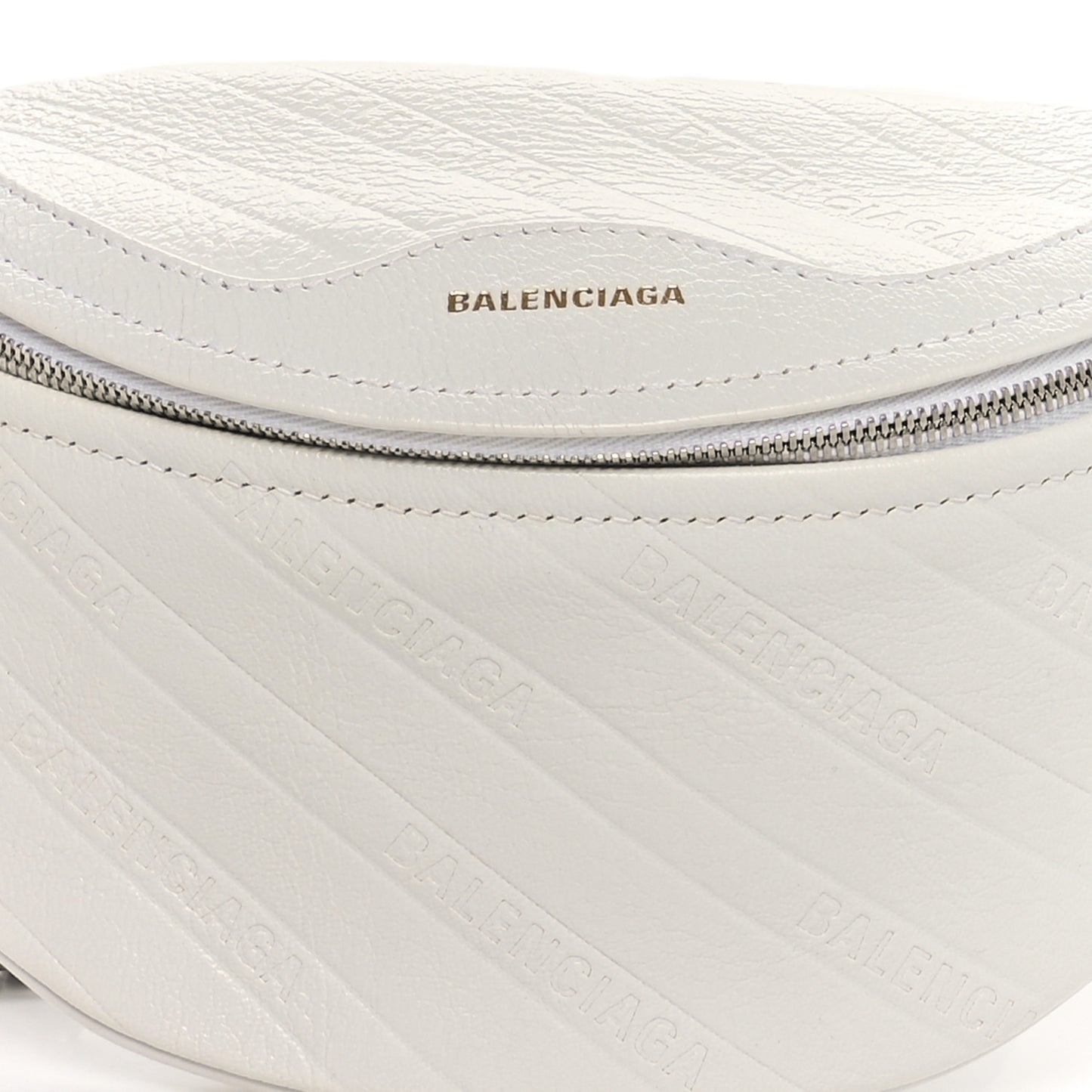 Shiny Goatskin Allover Logo Embossed XXS Souvenir Belt Bag White