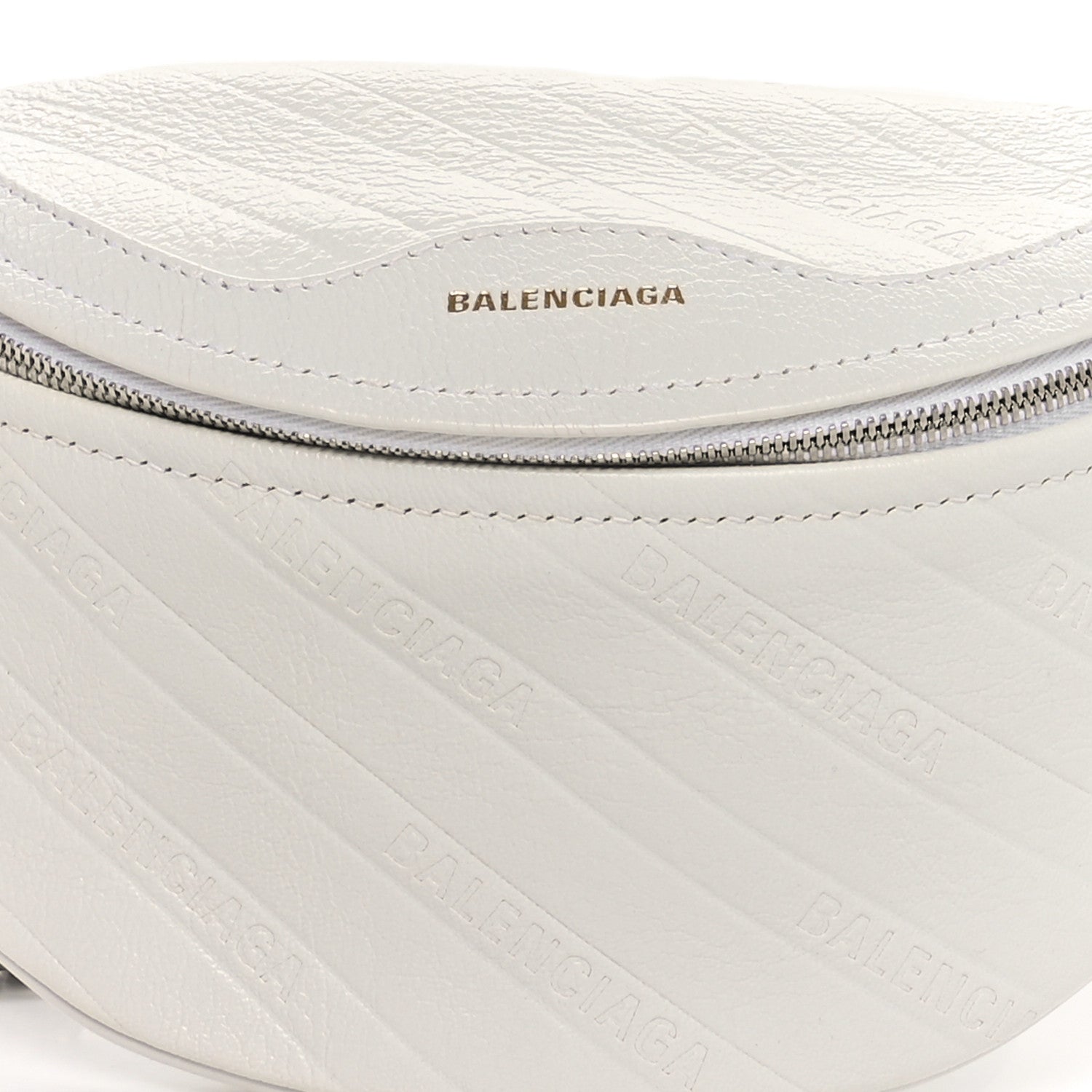 Balenciaga Shiny Goatskin Allover Logo Embossed XXS Souvenir Belt Bag White 7 of 10