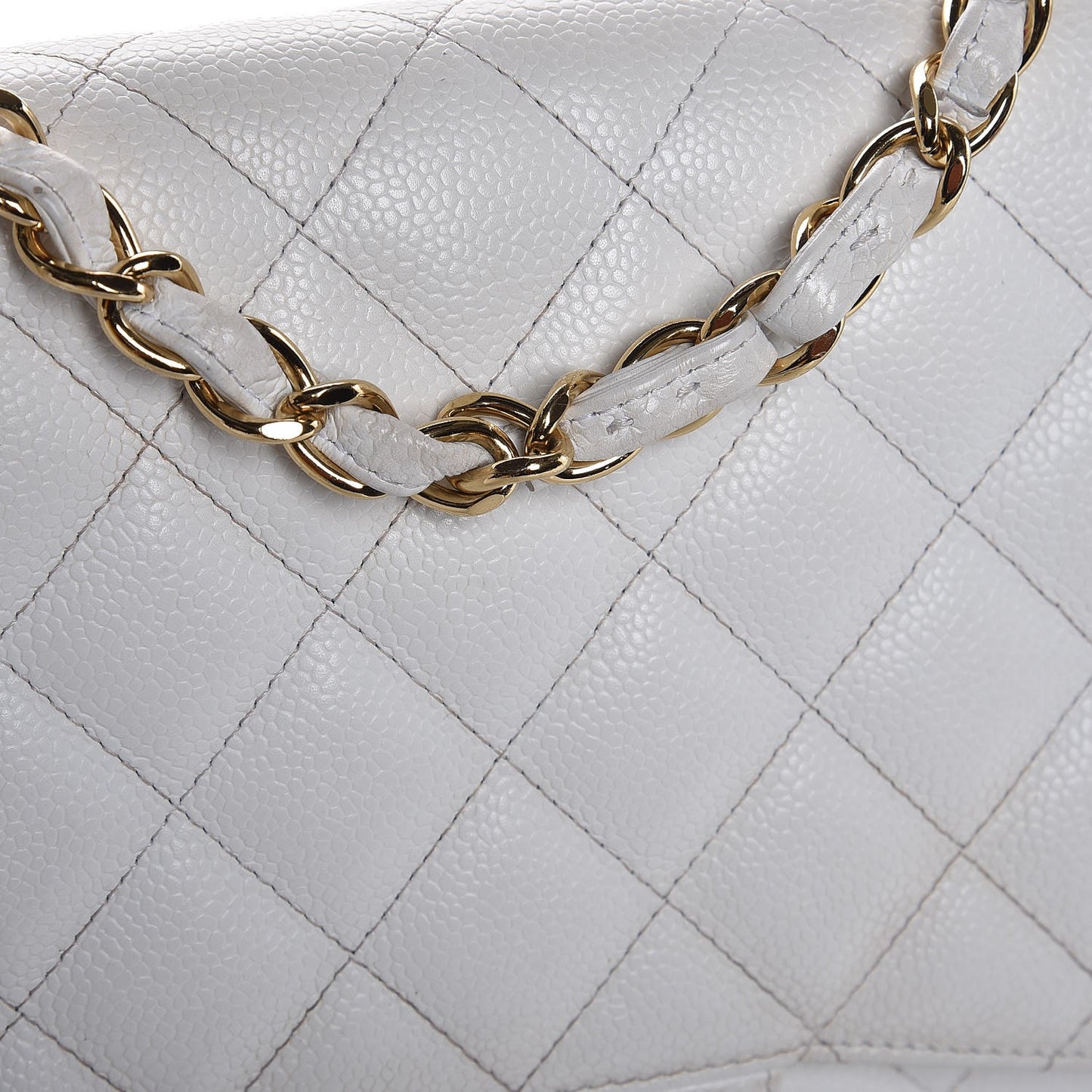 Caviar Quilted Jumbo Single Flap White