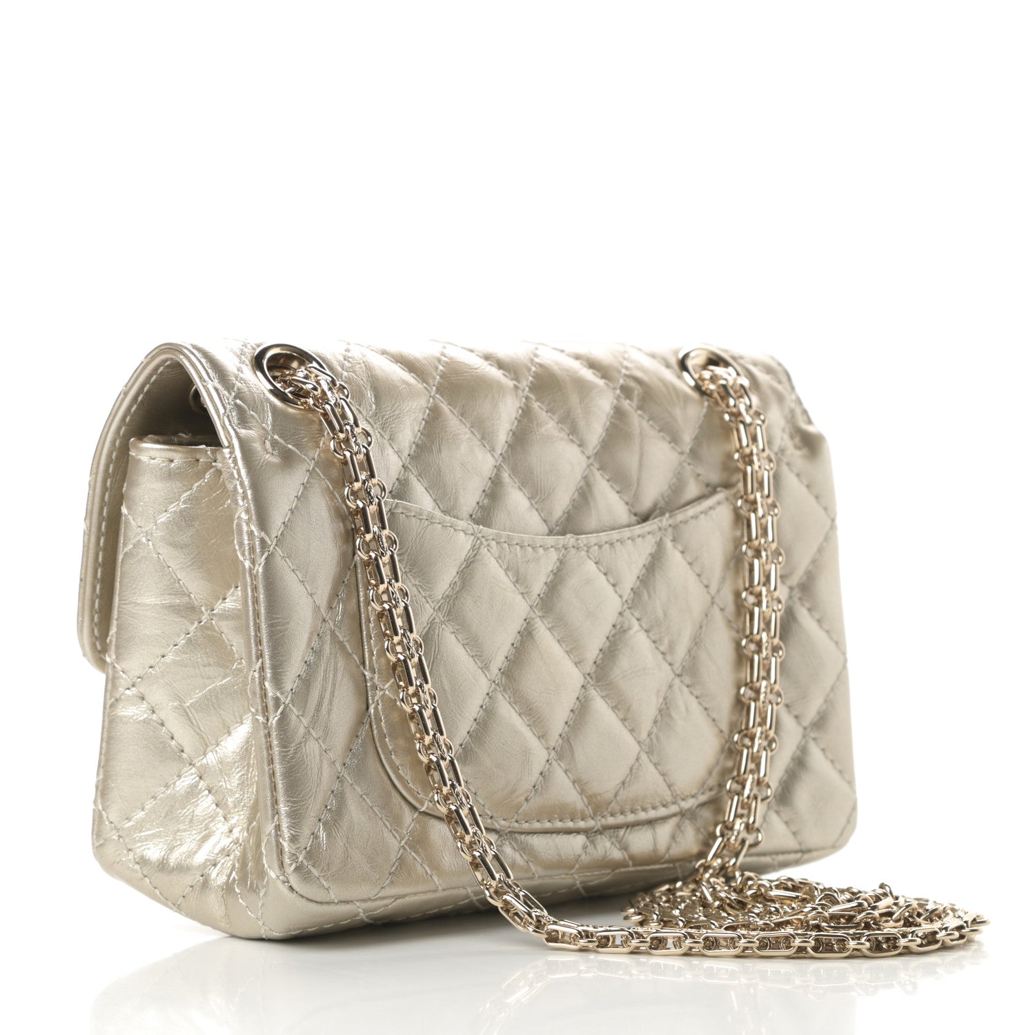 Chanel Metallic Aged Calfskin Quilted 2.55 Reissue Mini Flap Light Gold 3 of 12