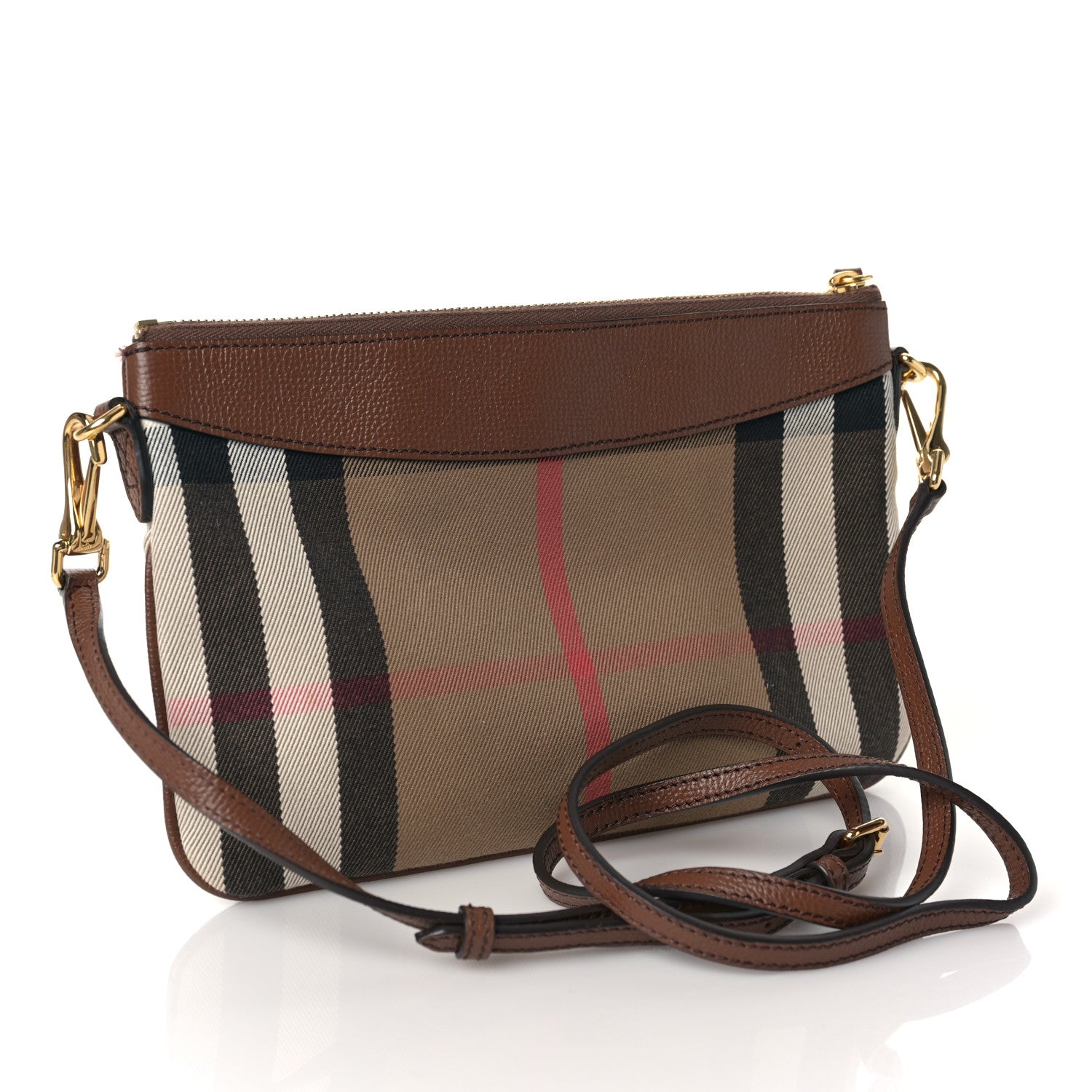 Burberry House Check Derby Peyton Crossbody Clutch Bag Tan 3 of 9
