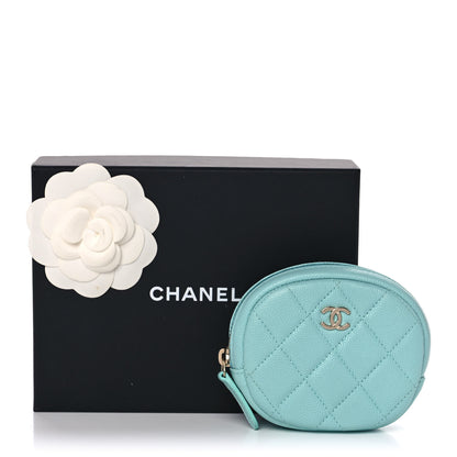 Chanel Caviar Quilted Zip Around Classic Coin Purse Light Blue 11 of 11