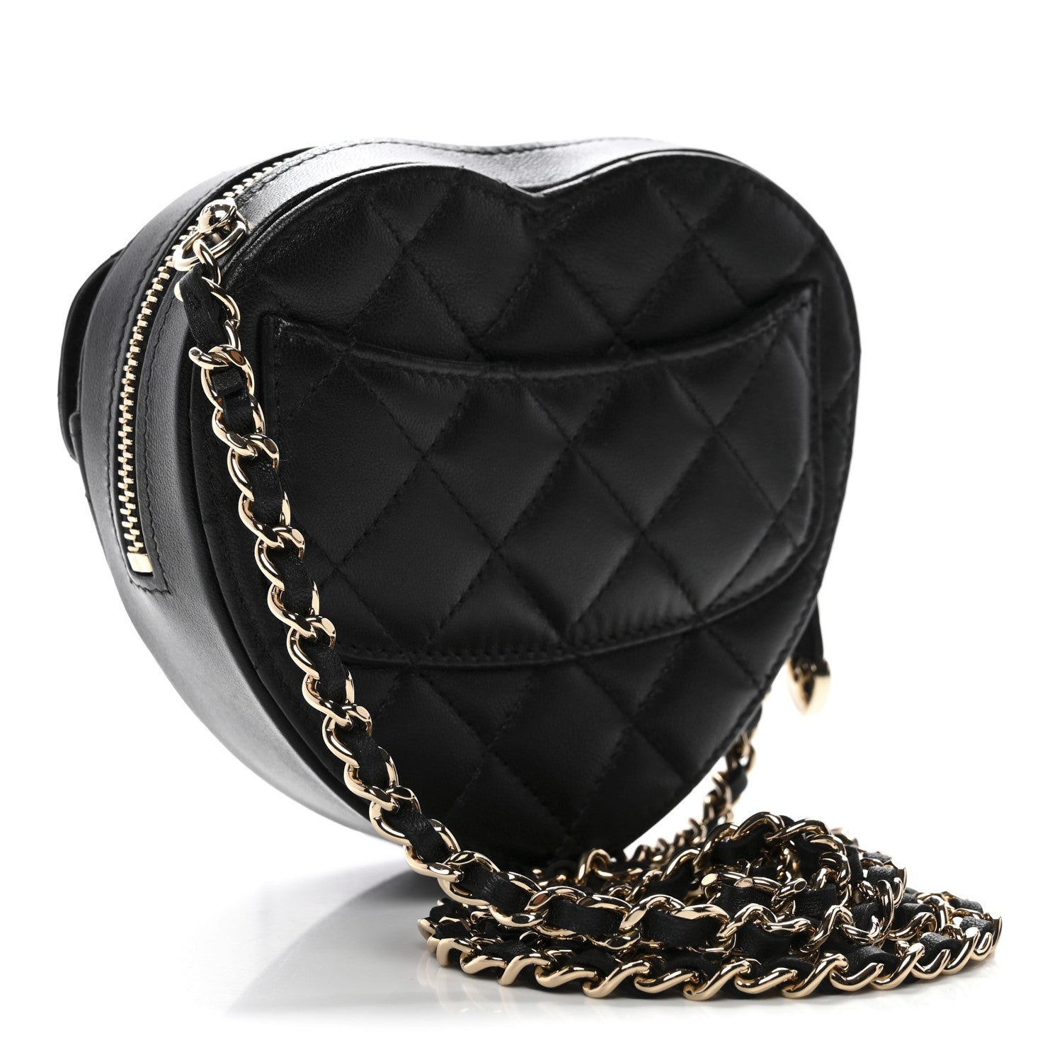 Chanel Lambskin Quilted CC In Love Heart Clutch With Chain Black 3 of 10