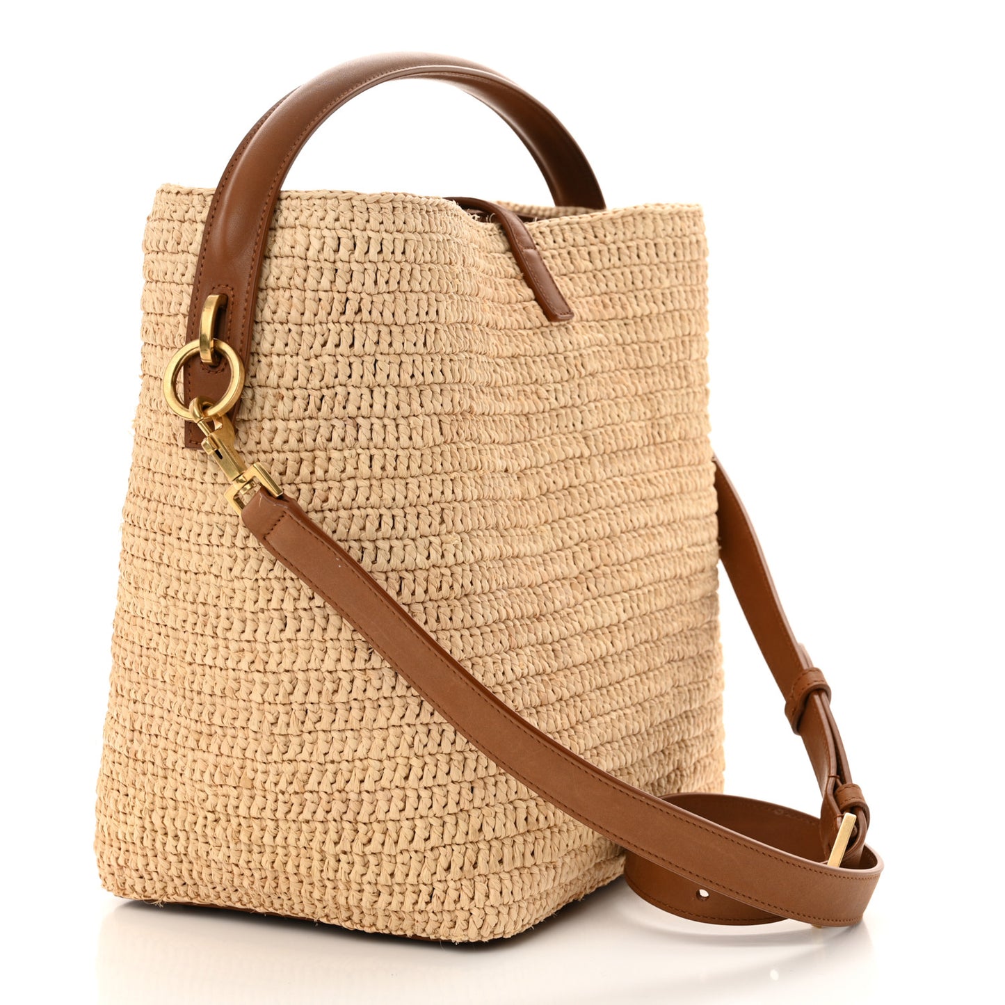 Raffia Vegetable Tanned Calfskin Le 37 Bucket Bag Natural Brick