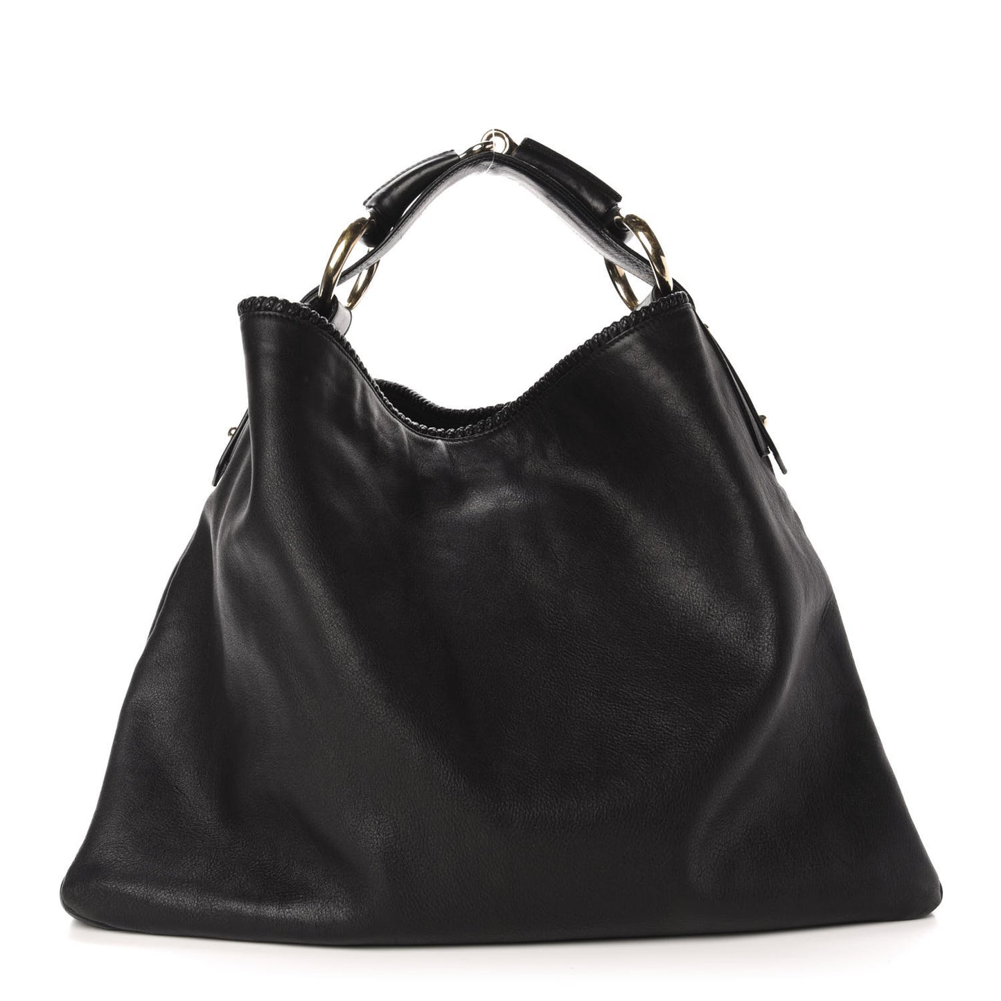 Calfskin Large Horsebit Chain Hobo Black