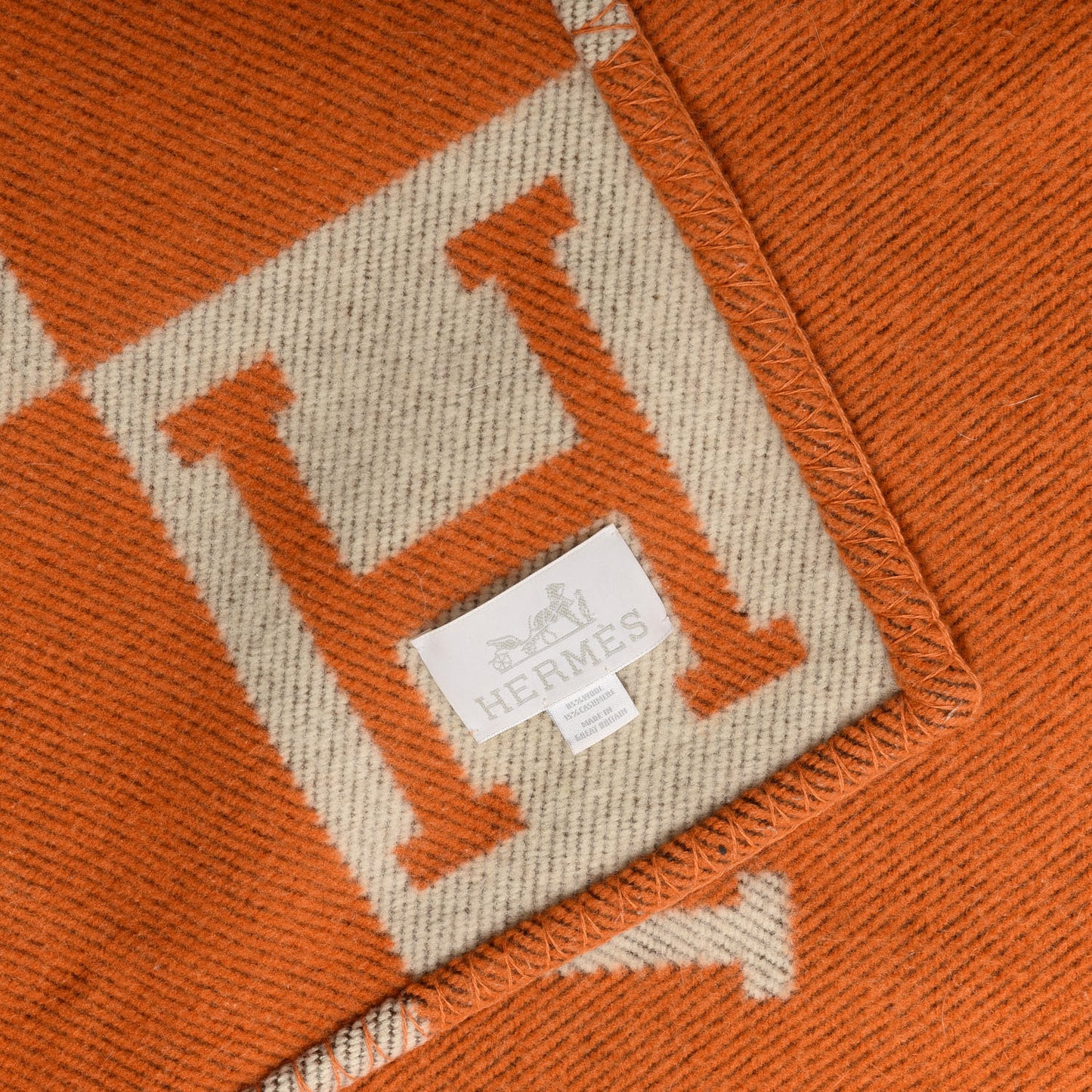 Wool Cashmere Signature Classic Avalon Blanket Ecru Potiron