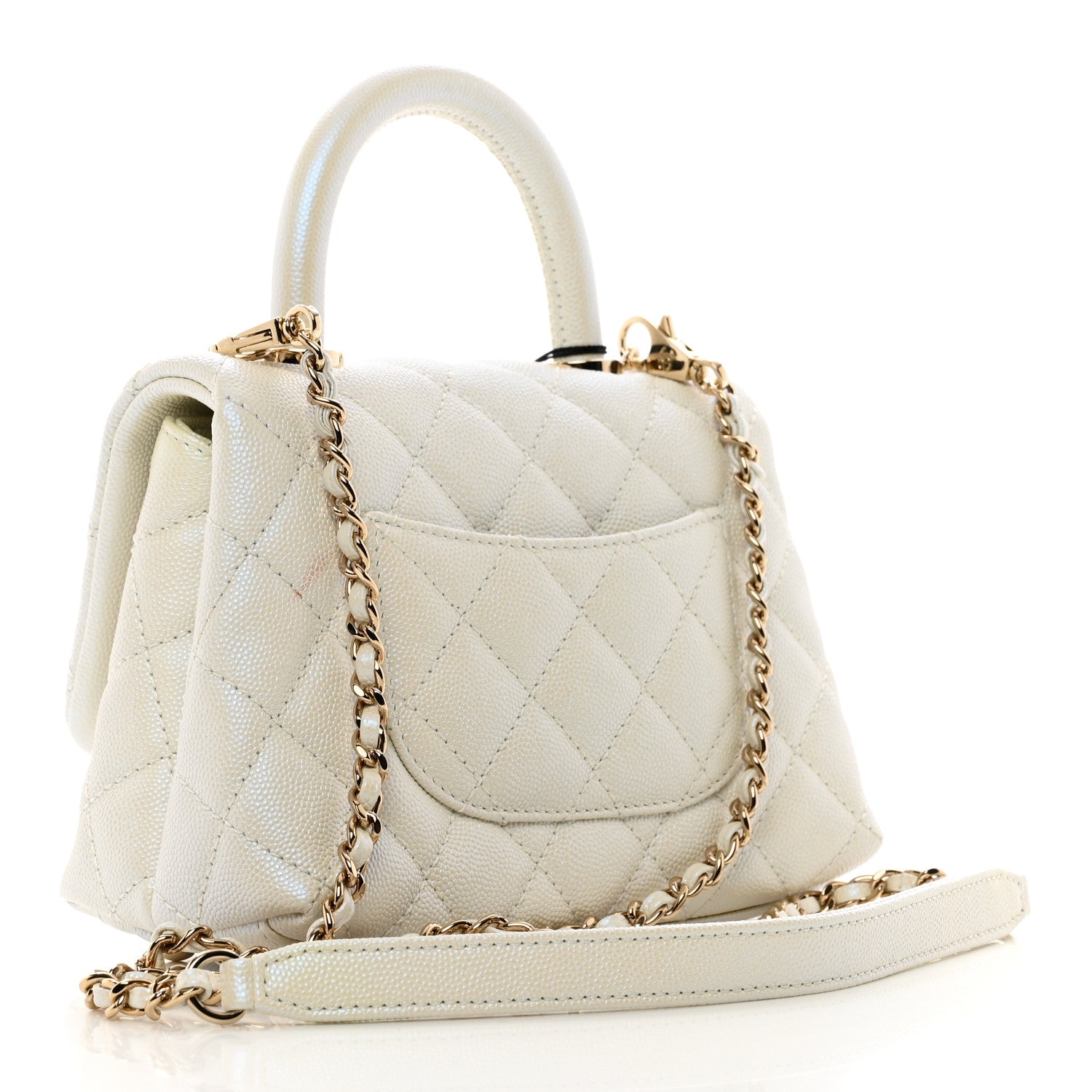 Chanel Iridescent Caviar Quilted Extra Mini Coco Handle Flap White 3 of 11