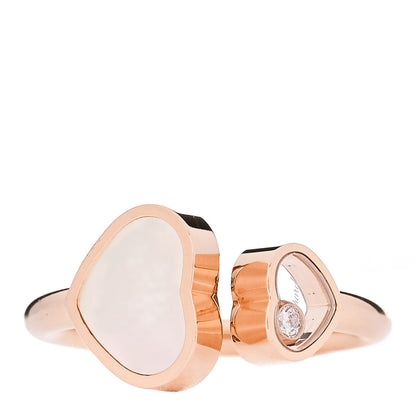 Chopard 18K Rose Gold Diamond Mother of Pearl Happy Hearts Ring 52 6 1 of 6