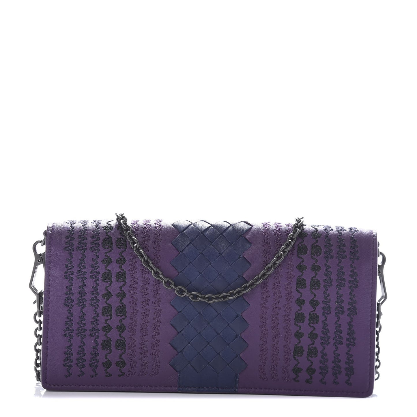 Nappa Intrecciato Embroidered Continental Wallet on Chain Mona Lisa Atlantic