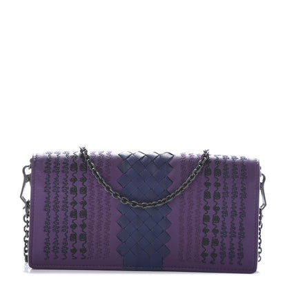 Bottega Veneta Nappa Intrecciato Embroidered Continental Wallet on Chain Mona Lisa Atlantic 1 of 9