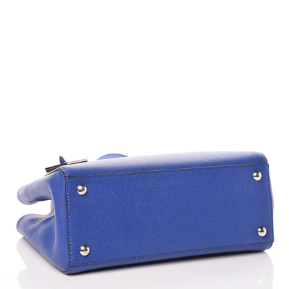 Fendi Vitello Elite Petite 2Jours Tote Blue Neon 4 of 11