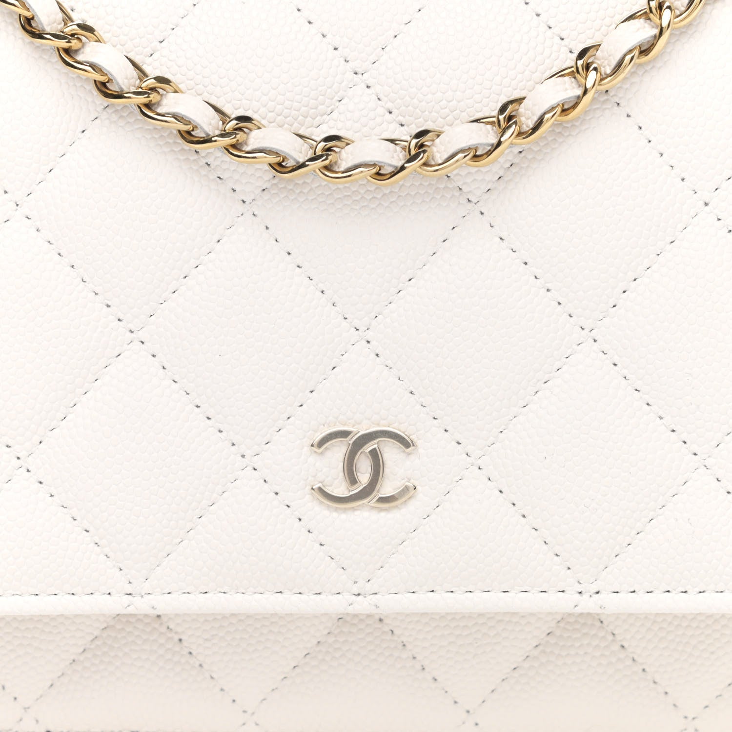Chanel Caviar Quilted Wallet On Chain WOC White 9 of 12