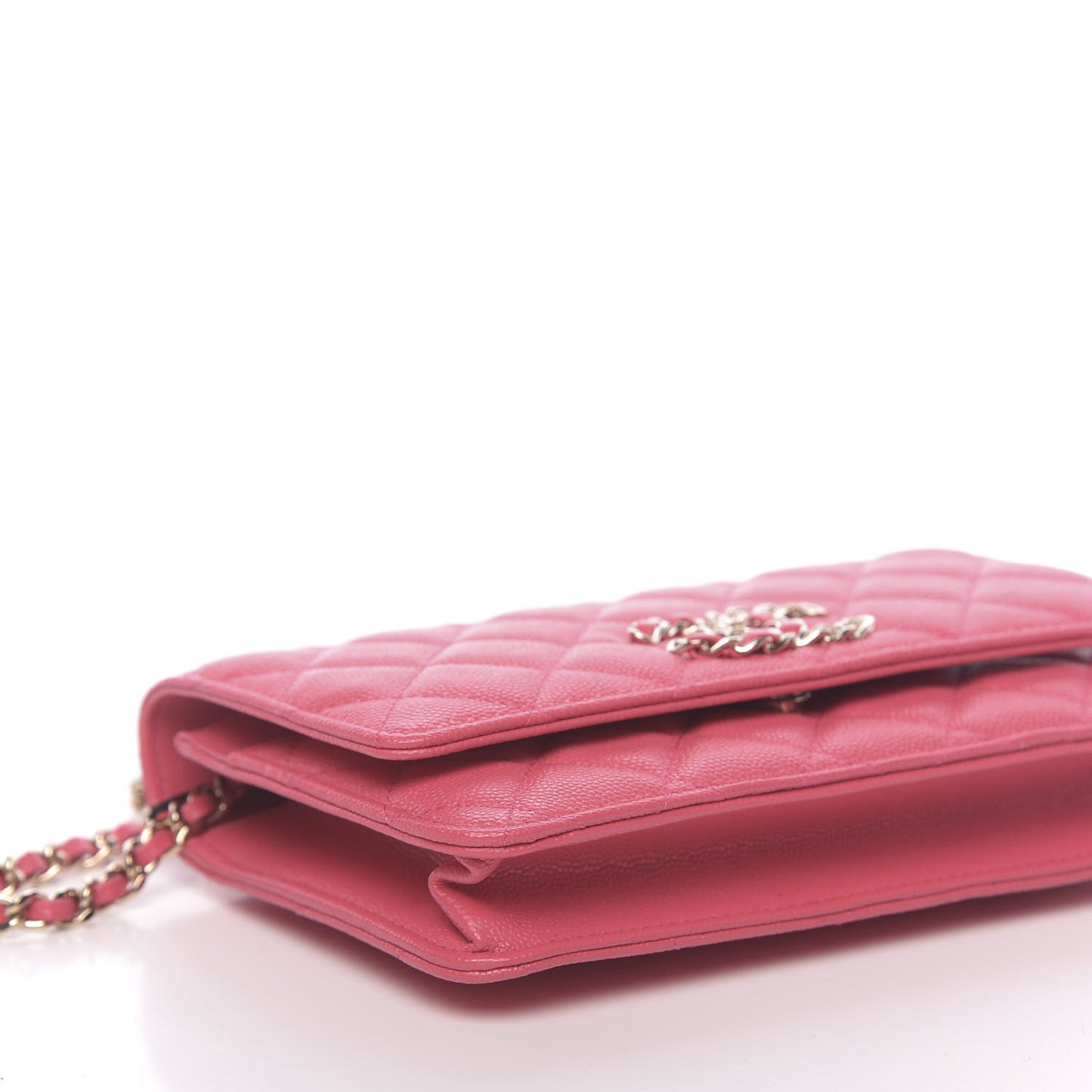 Caviar Quilted French New Wave Chain CC Wallet On Chain WOC Pink