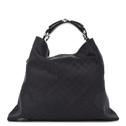 Gucci Monogram Large Horsebit Chain Hobo Black 1 of 13