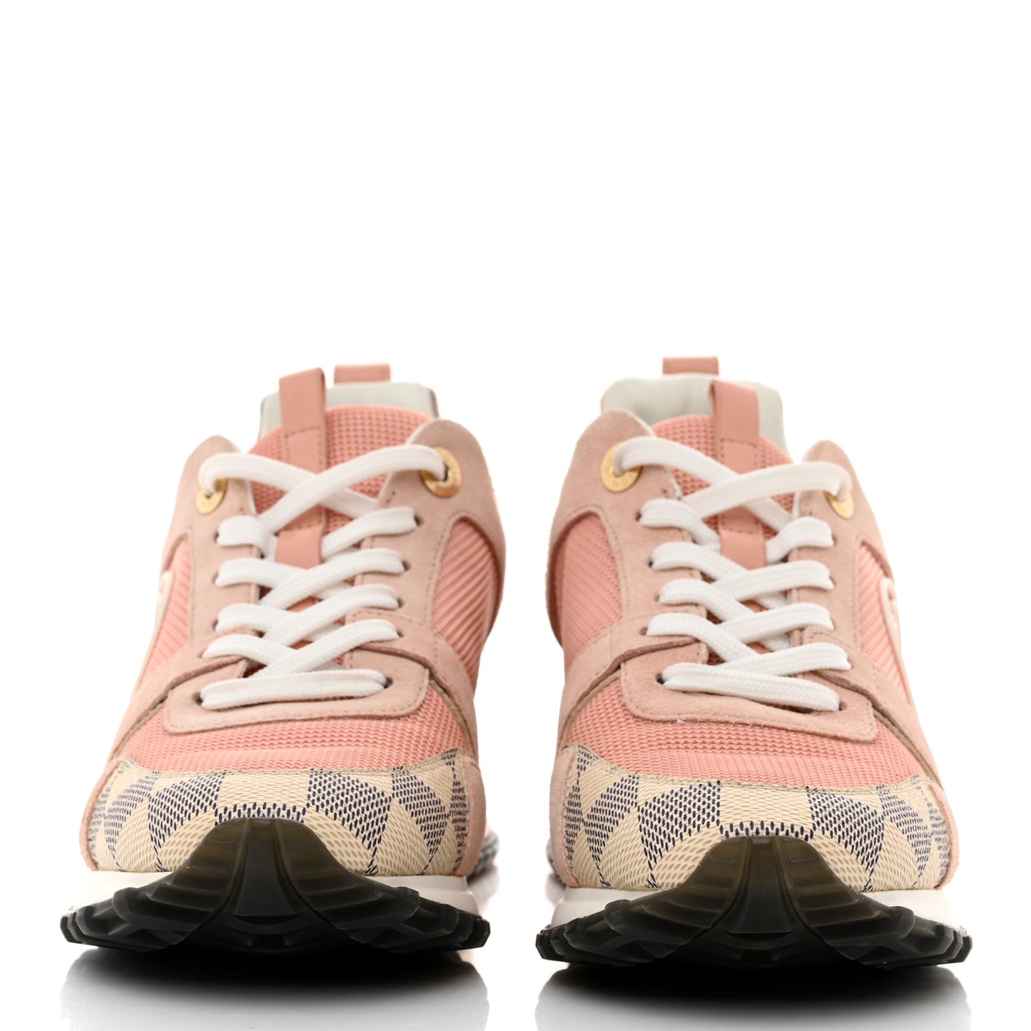 Suede Damier Azur Run Away Sneakers 36.5 Pink