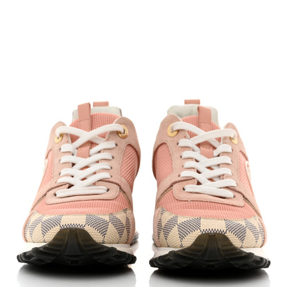 Louis Vuitton Suede Damier Azur Run Away Sneakers 36.5 Pink 2 of 9