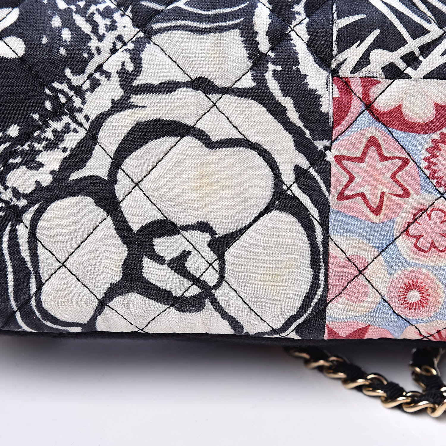 Chanel Fabric Quilted Patchwork Mini Rectangular Flap Red Black White 15 of 16
