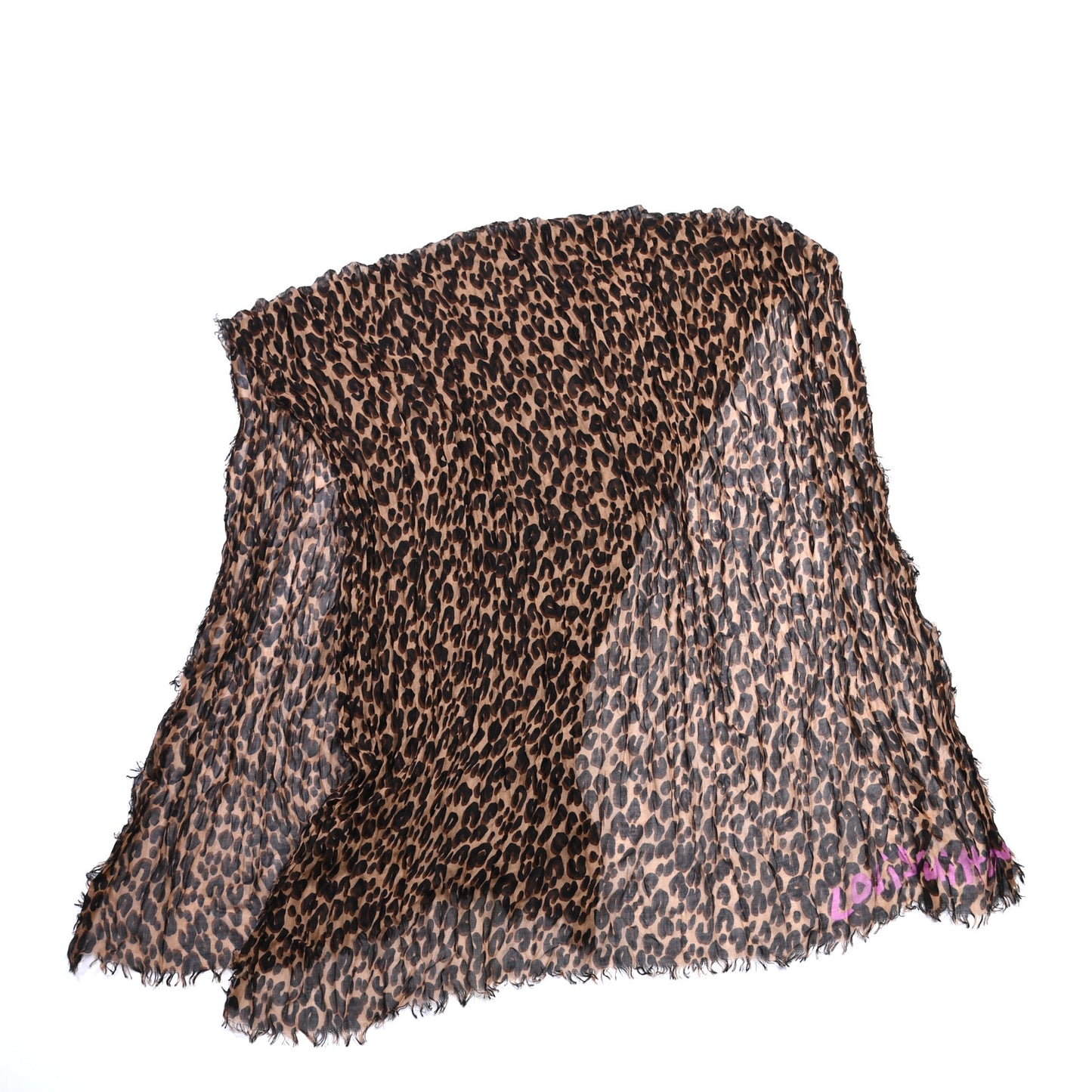 Cashmere Silk Leopard Etole Stole Marron