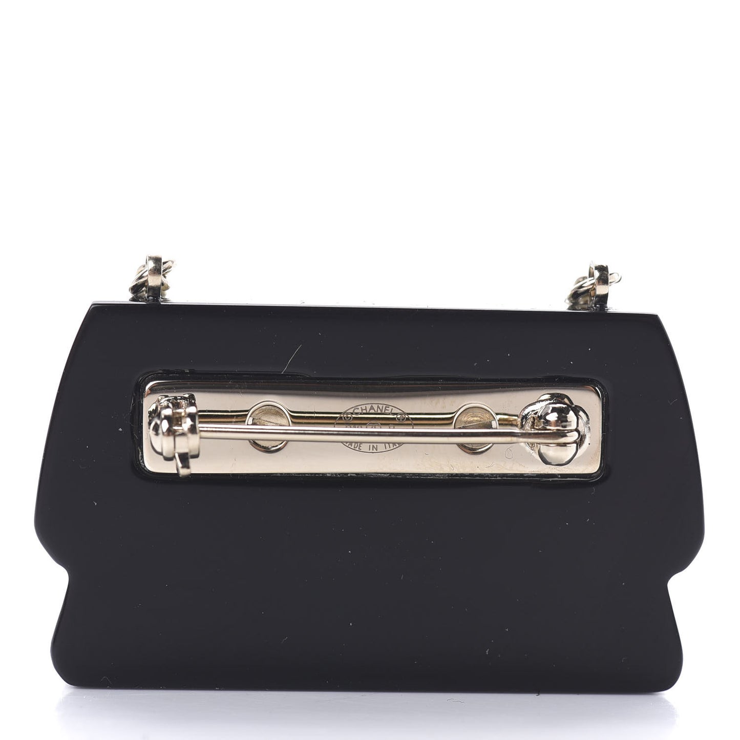 Resin Flap Bag Brooch Gold Black White