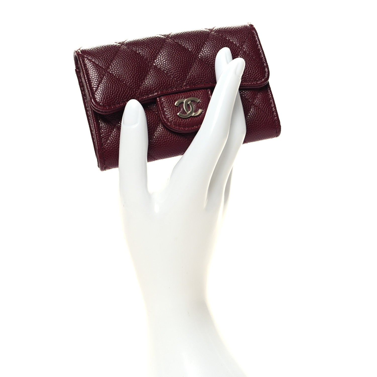 Chanel Caviar Quilted Flap Card Holder Wallet Burgundy 2 of 10