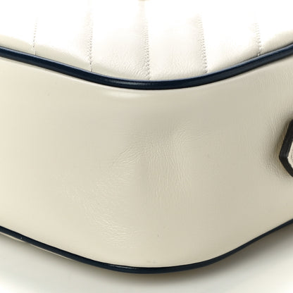 Gucci Vintage Effect Calfskin Matelasse Diagonal Small Torchon GG Marmont Chain Shoulder Bag Mystic White Blue Agata 11 of 11