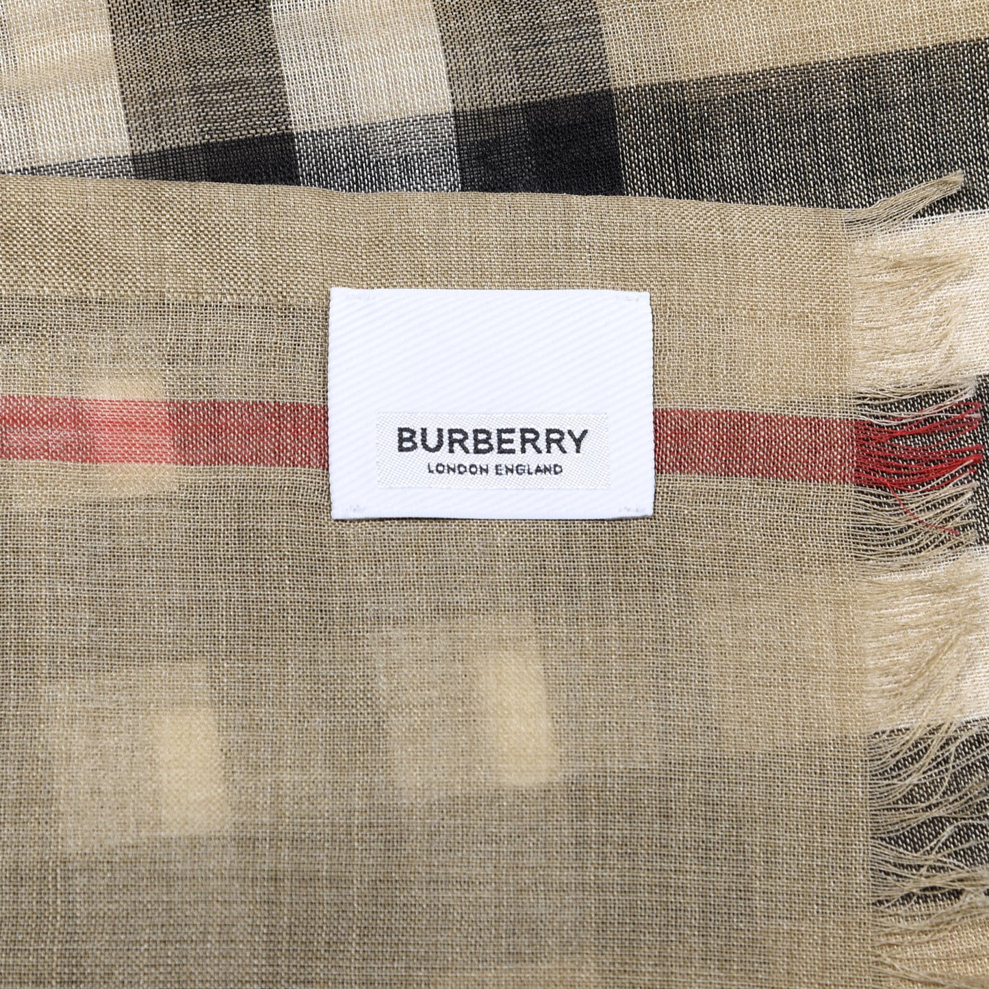 Wool Silk Gauze Giant Check Lightweight Scarf Camel
