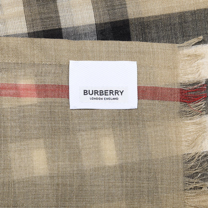 Burberry Wool Silk Gauze Giant Check Lightweight Scarf Camel 4 of 4