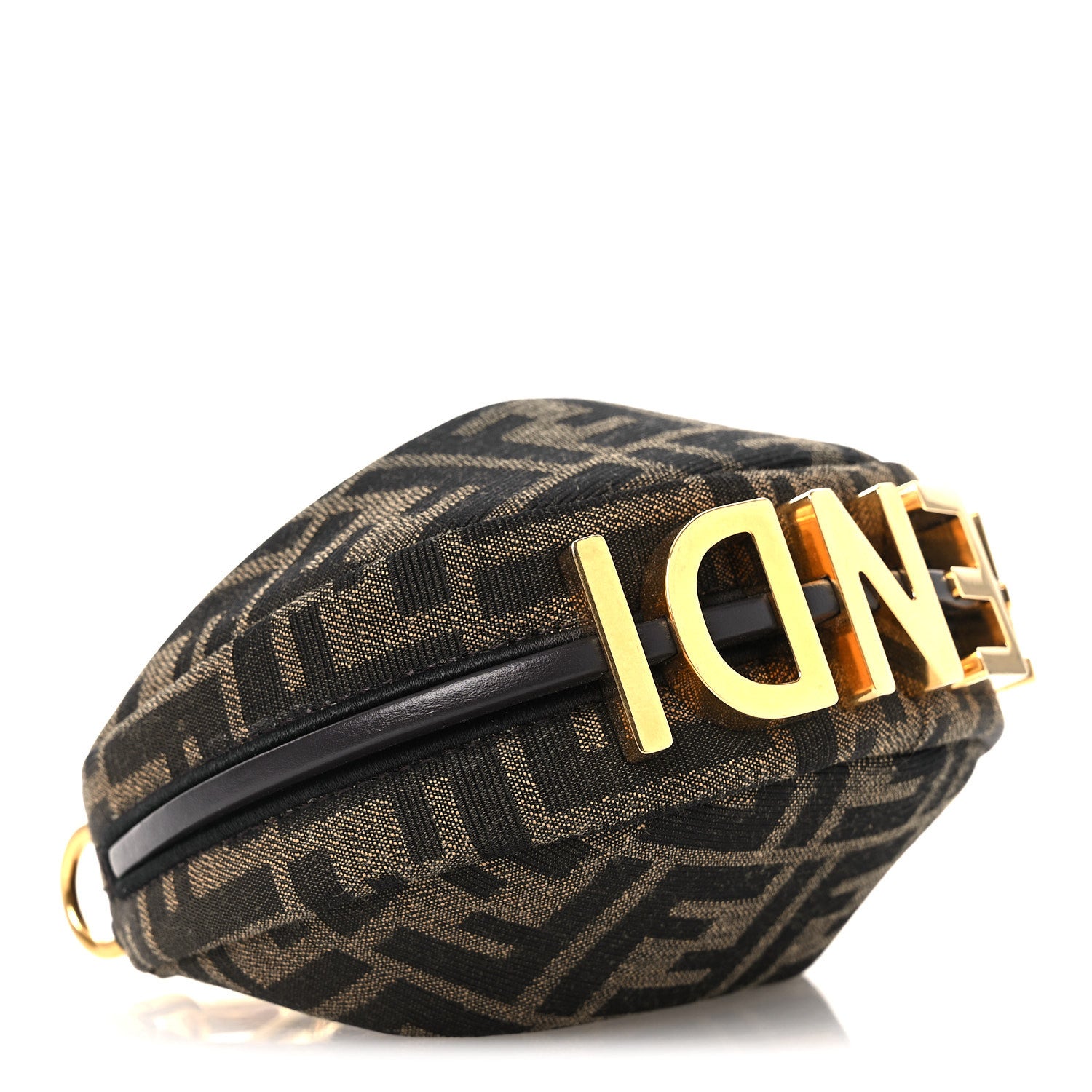 Fendi Fabric Jacquard FF 1974 Nano Fendigraphy Hobo Charm Tobacco Moro 9 of 10