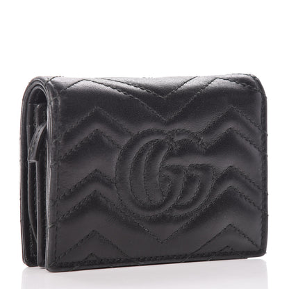 Gucci Calfskin Matelasse GG Marmont Card Case Wallet Black 3 of 10