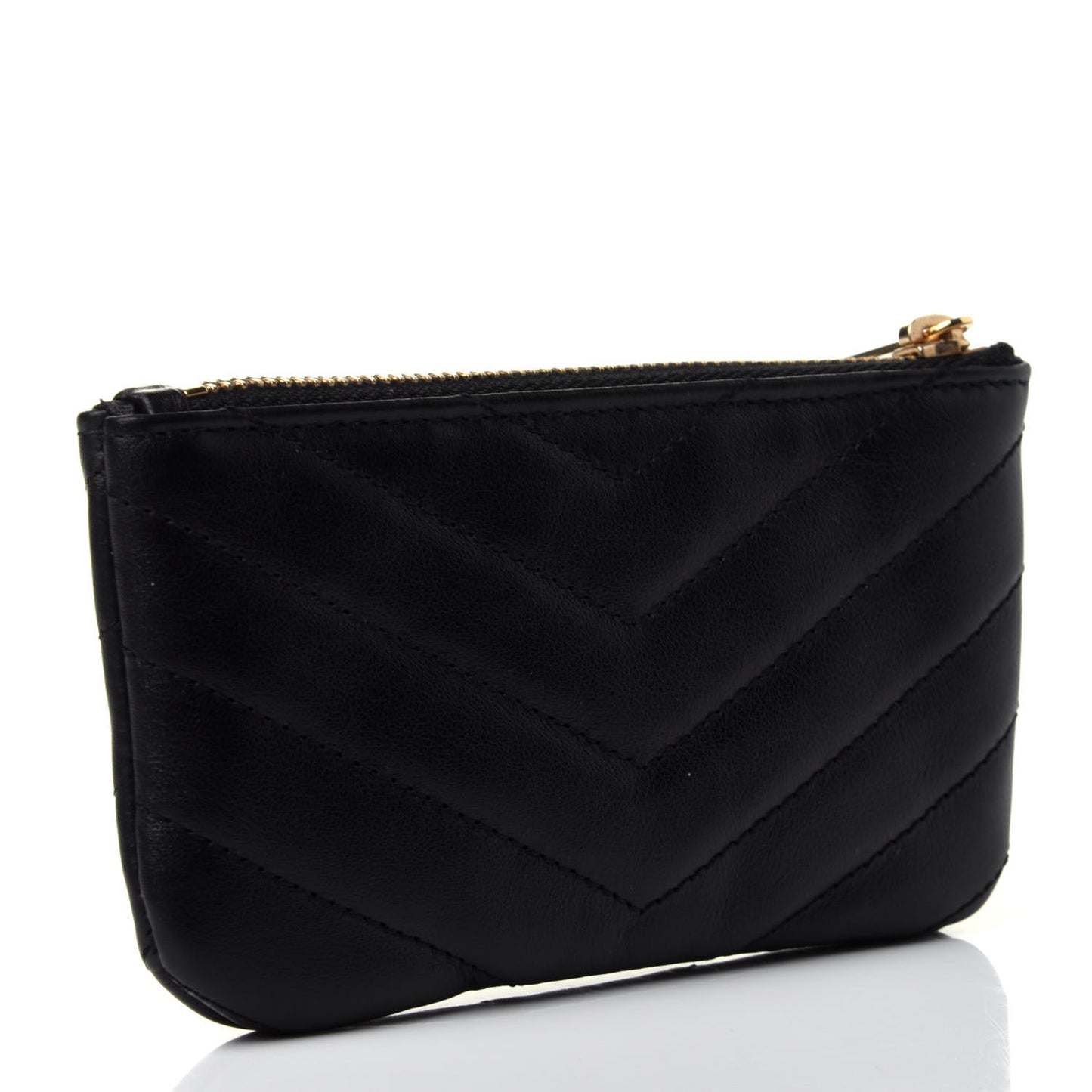Calfskin Matelasse Monogram Key Pouch Black