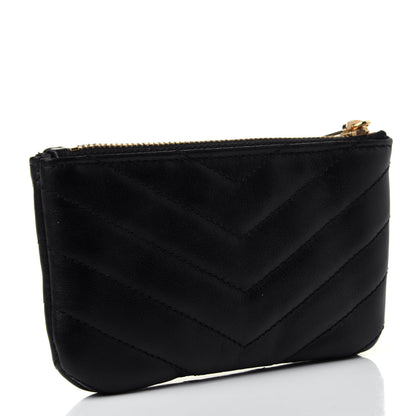 Saint Laurent Calfskin Matelasse Monogram Key Pouch Black 2 of 4