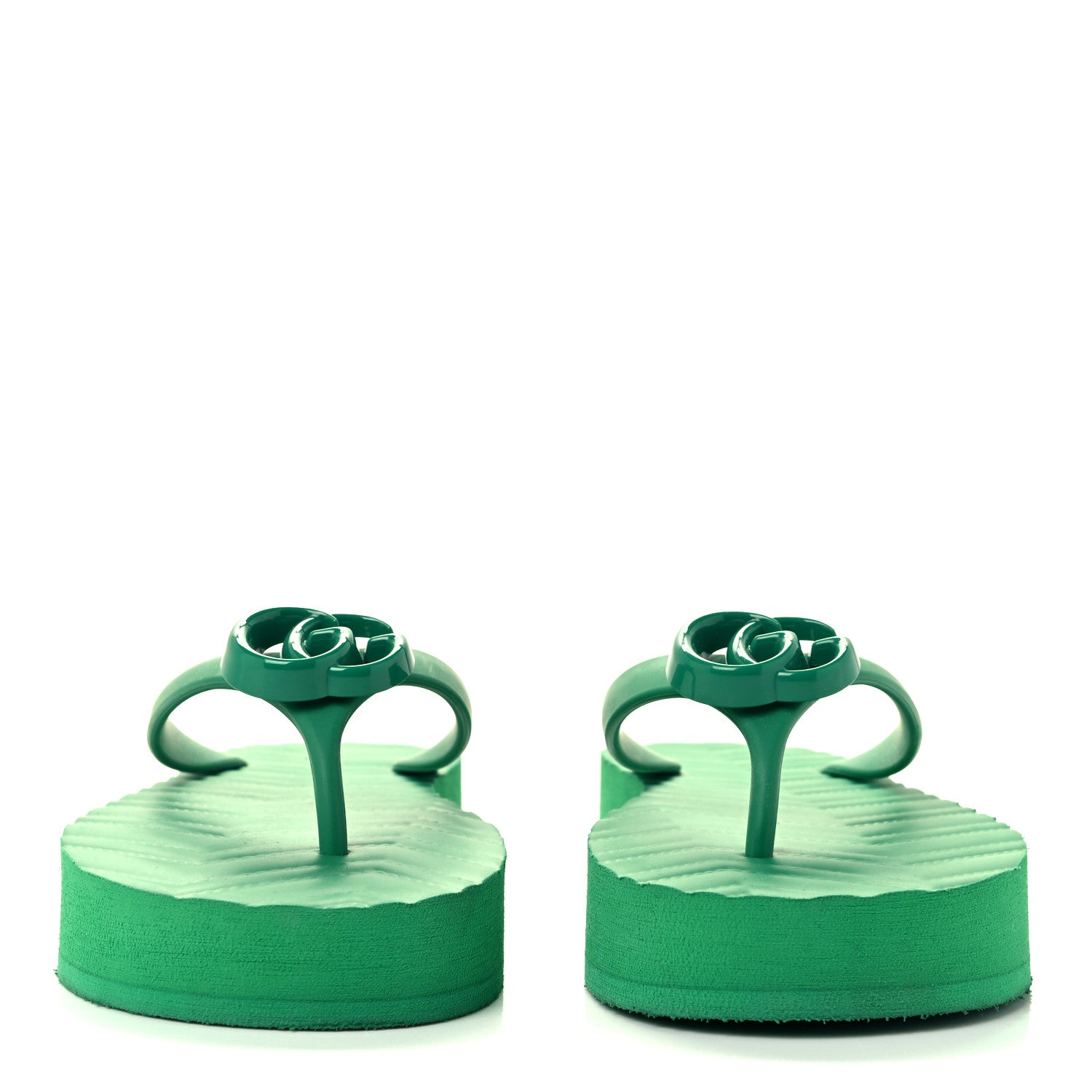 Gucci Rubber Chevron Womens GG Thong Sandals 37 New Shamarock 2 of 10