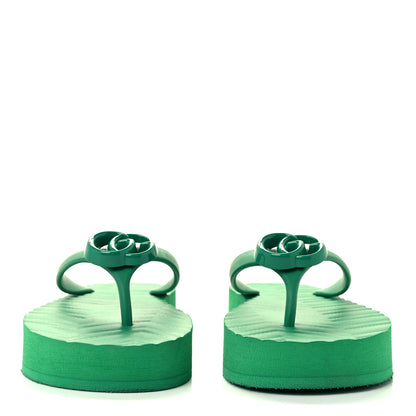 Gucci Rubber Chevron Womens GG Thong Sandals 37 New Shamarock 2 of 10