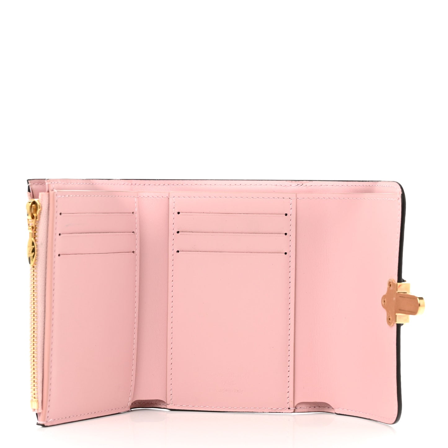 Patent Calfskin Monogram Cherrywood Compact Wallet Rose Ballerine