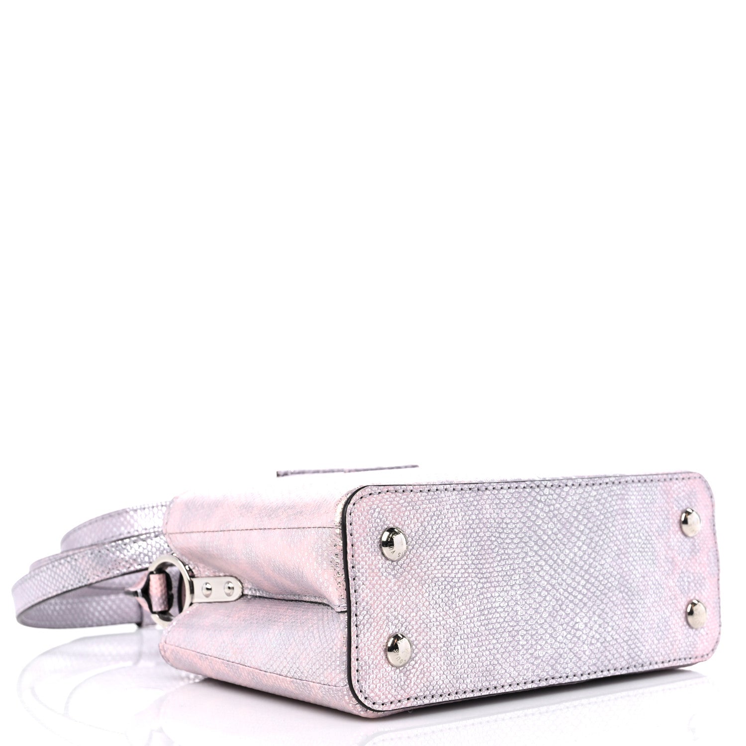 Louis Vuitton Metallic Lizard Mini Capucines Pink Purple 4 of 9