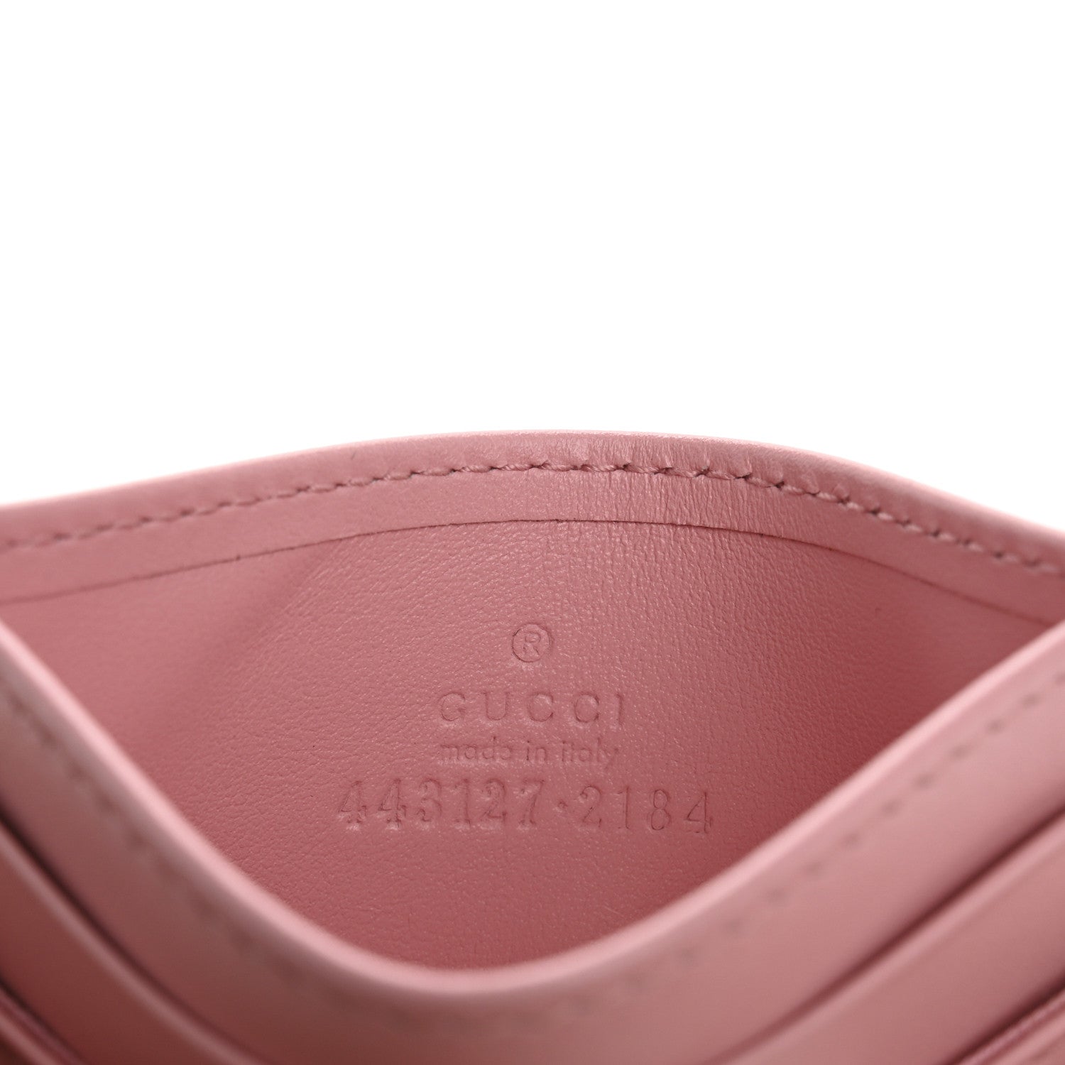 Gucci Calfskin Matelasse GG Marmont Card Holder Wild Rose 6 of 7