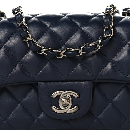 Chanel Lambskin Quilted Mini Rectangular Flap Dark Navy Blue 8 of 10